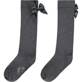 A'Dee Girls Dark Grey Sparkly Knee High School Socks